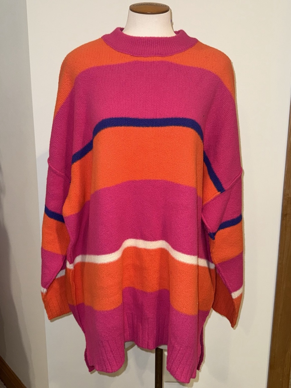 Free People Color Block Sweater in Pink & Orange Size Medium NWT